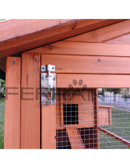 Porte avec verrou dans poulailler en bois pour 10 poules