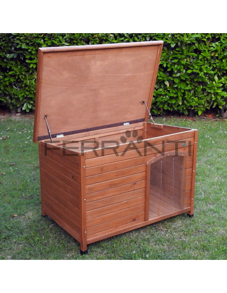 Toit ouvrant de niche en bois pour chien de taille moyenne