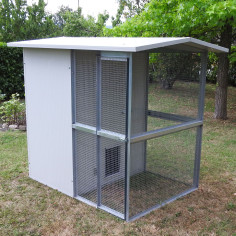 Abri pour chat extérieur en panneaux sandwich avec cage