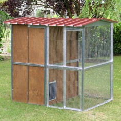 Chatterie extérieure pour chat 123 x 174 x 175h cm avec 1 module en bois et 1 module en grillage