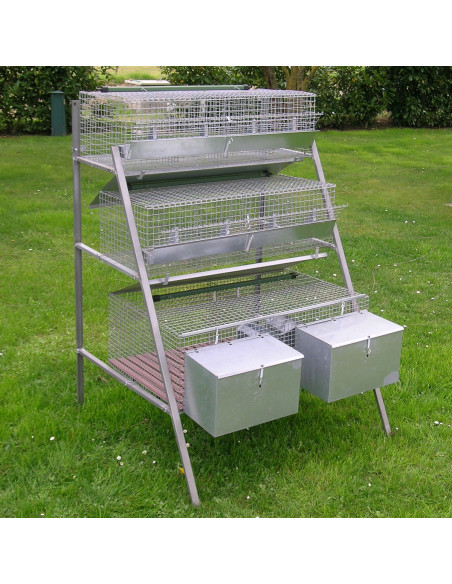 Clapier pour 2 lapines et 8 lapins d’engraissement avec accessoires inclus Clapier pour 2 lapines et 8 lapins d’engraissement avec accessoires inclus