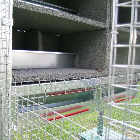 Intérieur du pigeonnier volière pour 6 couples de pigeons
