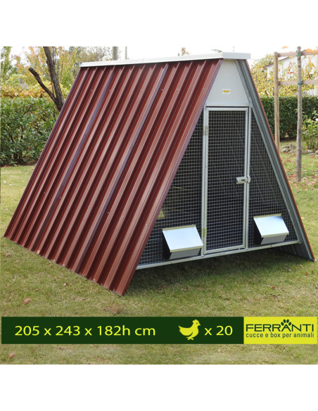 Poulailler surélevé pour 20 poules avec fond grillagé