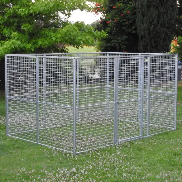 Chenil complet avec panneaux en grillage galvanisé
