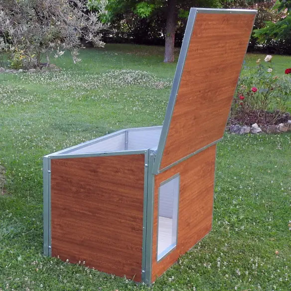 Toit ouvrant de la niche effet bois pour grand chien