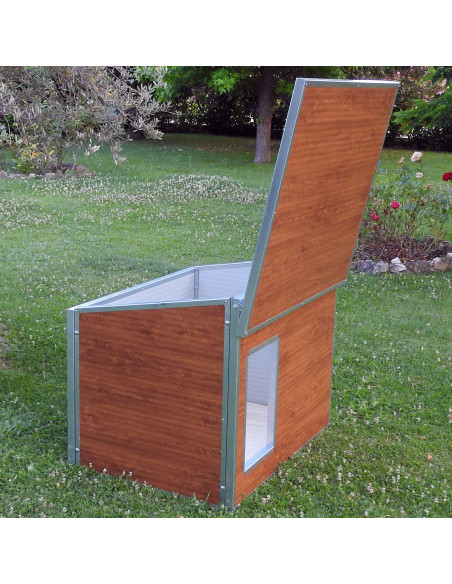 Toit ouvrant de la niche effet bois pour grand chien