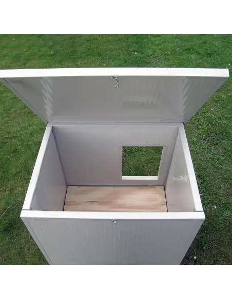 Niche extérieure isolée pour petits chiens blanche et grise