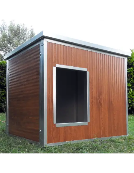 Niche extérieure isolée pour petits chiens effet bois