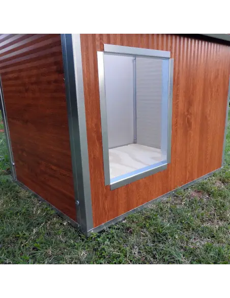 Niche extérieure isolée pour petits chiens effet bois