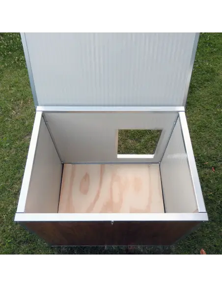 Niche extérieure isolée pour petits chiens effet bois