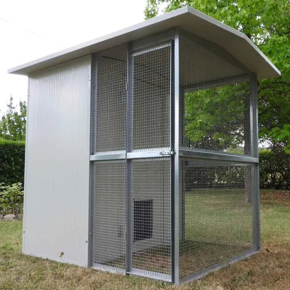 Abri chat extérieur 123x174x175 cm avec module isolé et module grillagé