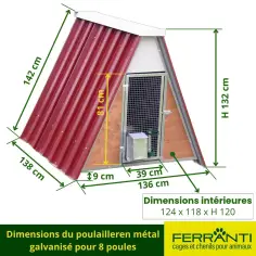 Poulailleren métal galvanisé pour 8 poules 2