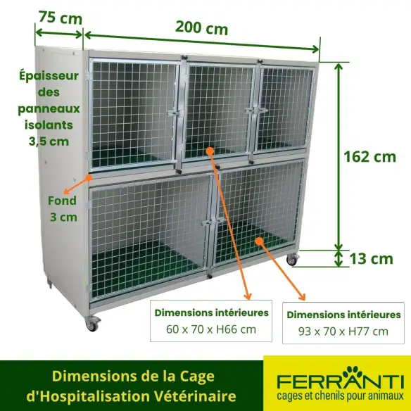 Dimensions de la Cage d'Hospitalisation Vétérinaire