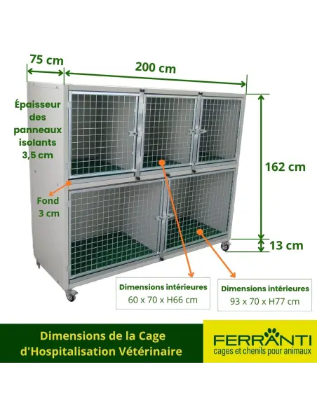 Dimensions de la Cage d'Hospitalisation Vétérinaire