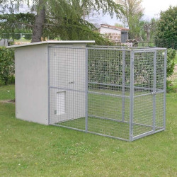 Chenil - niche et enclos pour chien mod. Modulaire 125 x 300 cm - avec toit