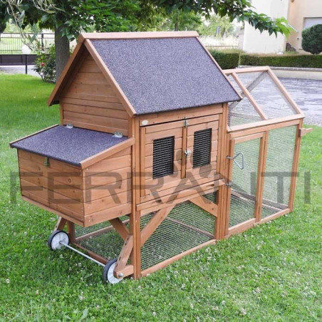 Poulailler Mobile sur Roues en Bois pour 4 Poules | Ferranti
