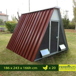 Poulailler pour 12 ou 20 Poules mod. à Terre avec Accessoires