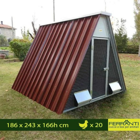 Poulailler pour 12 ou 20 Poules mod. à Terre avec Accessoires